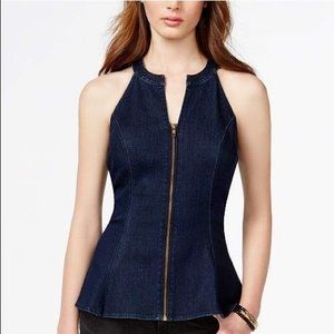 Guess denim sleeveless zip up top